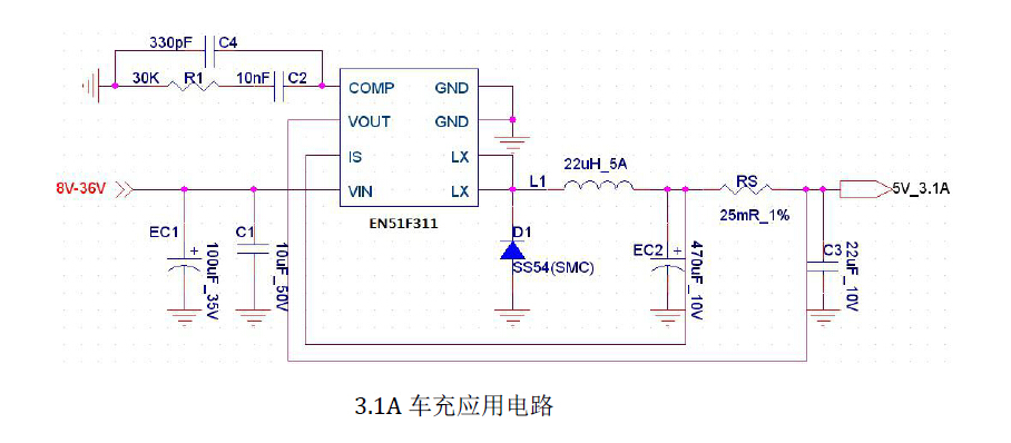  車(chē)載充電器方案IC芯片原理圖