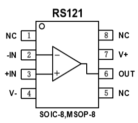 通用運(yùn)算放大器RS 121封裝腳位定義圖1